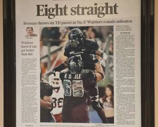 BCD033 - Framed Reprint Of The Honolulu Advertiser Football Sunday October 28, 2007