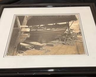 BCD065 - Framed Historical Photo of Old Kewalo Shipyard