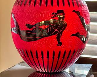 Duncan McClellan Lighted Art Glass "Oblivious" with stand