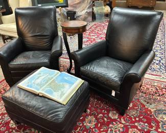 Leather Chairs & Ottoman