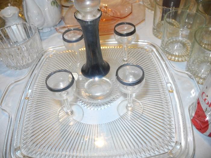 Sterling and crystal cordial set