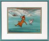 Lot#56, WALT DISNEY, ANIMATION CEL, H 15", W 11", "BAMBI & THUMPER ON ICE"unsigned; Edition #34/500. Certificate of authenticity from the Walt Disney Company on verso. Framed.