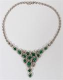 Lot#65, 14KT WHITE GOLD, 13.33CT NATURAL  EMERALD & 5.00CT DIAMOND NECKLACE,G-color Vs-2 clarity.  41.7 grams.