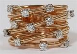 Lot#70, 18KT ROSE GOLD & .64CT DIAMOND MULTIBAND COIL RING , 7G-color Vs-2 clarity.  15.2 grams.