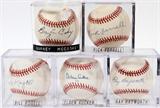 Lot#199, DETROIT TIGERS AUTOGRAPHED BASEBALLS, 1930'S AND 40'S ERA PLAYERS, ROGELL, FERRELL, AUCKER, HAYWORTH, ETC., 5 PCS.includes: Bill Rogel, Rick Ferrell autographed Official American League baseballs, stamped Bobby Brown Pres.; three balls signed by Elden Aucker, Ray Hayworth and Barney McCoskey  on Official American League baseballs stamped: "Gene Budig Pres." all baseballs signed in the presence of the consigner;