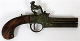 Lot#217, BELGIAN OVER AND UNDER FLINTLOCK IMITATION PISTOL (NON-FIRING) L 3 1/2" BBLS