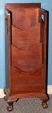 Lot#249, UPRIGHT MAGAZINE FOOTED STAND MAHOGANY WITH FRUITWOOD INLAY 1 H 40" W 16" D 13"