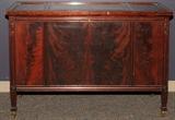 Lot#249, UPRIGHT MAGAZINE FOOTED STAND MAHOGANY WITH FRUITWOOD INLAY 1 H 40" W 16" D 13"