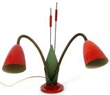 Lot#311, MID-CENTURY MODERN CATTAIL, ART STYLE, INDUSTRIAL DECK TOP LAMP,cattail motif.