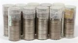 Lot#389, U.S COIN ROLLS & TUBES WASHINGTON SILVER QUARTERS IRON BOX CONTAINER 7"H X 11"L..INCLUDED,21 Tubes Approx.