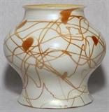 Lot#1020, STEUBEN AURENE GLASS SHADE, H 5 1/4", DIA 3 1/4" (FITTER RIM): Pulled heart and vine decoration in gold on a white ground.  Stamped fleur de lis mark at the fitter rim.  Early 20th century. 