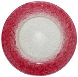Lot#1025, STEUBEN PINK CLUTHRA GLASS PLATE, DIA 8 1/2": Not signed. Burst air bubble at the base of reverse side; otherwise, good condition.  Chs