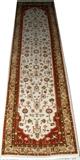 Lot#1388, PAKISTANI HAND WOVEN WOOL RUNNER, 9' 9" X 2' 7"Ivory field, rust and light green. All wool hand knotted.  Length 117" x 31".