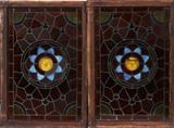 Lot#1475, LEADED GLASS WINDOWS, C. 1900, TWO, 32" X 20 3/4"Measurement does not include the frame.