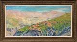 Lot#2001, SALIBA DOUAIHY (LEBANESE 1915-1994), OIL ON CANVAS, 19" X 40", 1942, QADISHA VALLEY,Signed lower right, framed.  Ex. Collection:  Hamady Family, Flint, MI.
