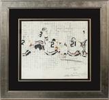 Lot#2018, LEROY NEIMAN (AMERICAN 1921-2012), WATERCOLOR, MARKER, PEN ON PAPER, 1966, H 15", W 17","Chicago Black Hawks bench"; 15 1/2" x 17 3/4" paper; signed, dated 'March 66' and annotated "Mikita 2 hours a year in penalty box".  Floated in frame.  Provenance:  Oehlschlaeger Galleries, Chicago; Jo Ann Perse Gallery, St. Louis; Mr. Loiterstein, St. Louis.  Photocopy of a London Arts, Detroit, MI, 6-10-1994 insurance appraisal in customer file.
