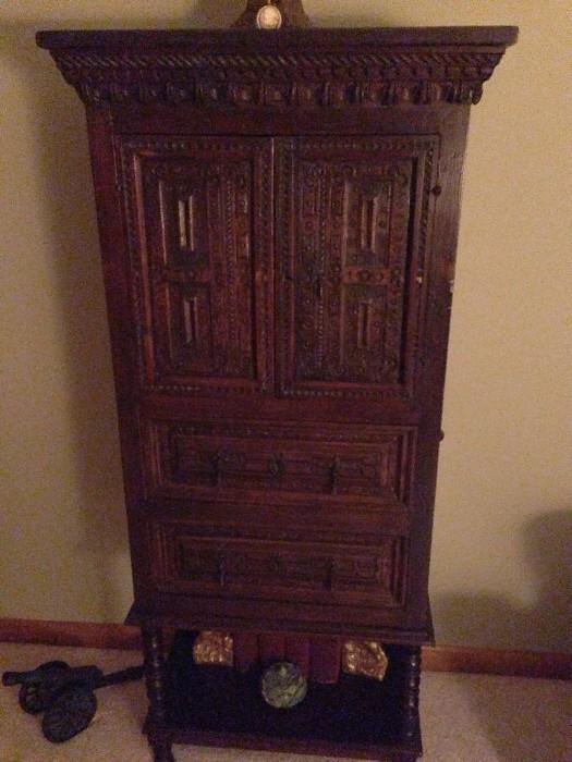 17th Century Italian Walnut Carved Cabinet