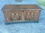 Early 19 c Pa Folk Art Painted Dovetailed Blanket Chest