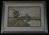 J. Wesley Little "Canal Watercolor Landscape" 