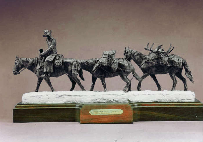 FRED FELLOWS BRONZE. 12"H x 24"
BREAKING TRAIL