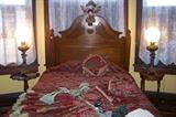 Victorian walnut bed - wonderful pair of matching Victorian lamps