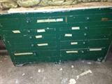 Antique multi-drawer bolt/nut cabinet, great green paint. 