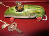 Mickey Mouse key wound litho tin race car (tires as is)
