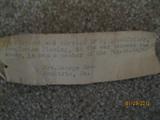 Note attached to Civil War bayonet belonging to John Newton Fleming of the 7th Georgia Regiment