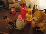 Selection of vintage tin wind-up, Celluloid, hard plastic toys