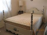 Vintage hand-painted full bed, crochet bedspread