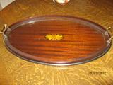 Antique mahogany with inlay work glass top tray