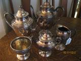 Rogers Bros. "Spring Flowers" silverplate 5 pc. teaset