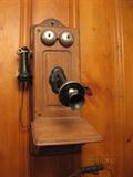 Antique Oak Kellogg wall phone