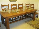 Handmade solid oak trestle table and 8 chairs