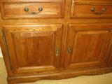 Close up of handmade oak buffet