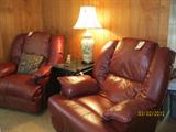 2 RED leather recliners