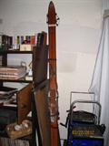 Antique Attenhofer wood snow skis with poles