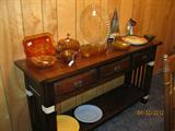 Amber Tiara items on console table