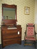 Victorian oak gentleman's chest and oak mirror
