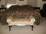 King bed, upholstered bench