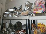 Much vintage cake decorating supplies, Wilton character pans, etc