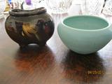 Old Weller Louwelsa pot & Van Briggle pottery bowl