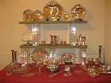 Silverplate, Fostoria crystal, Nippor moriage pitcher
