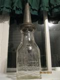 Antique Atlantic Motor Oil glass bottle with tin spout