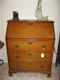 Maple drop front desk with drawers