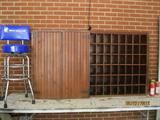 Antique post office cubby hole cabinet, Michelin bar stool