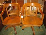 Retro wood rolling office chairs