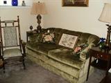 small tufted sofa, Steiffel brass lamp