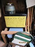 Vintage cooler, stadium seats & water jug