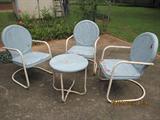4 piece vintage metal chairs & table set
